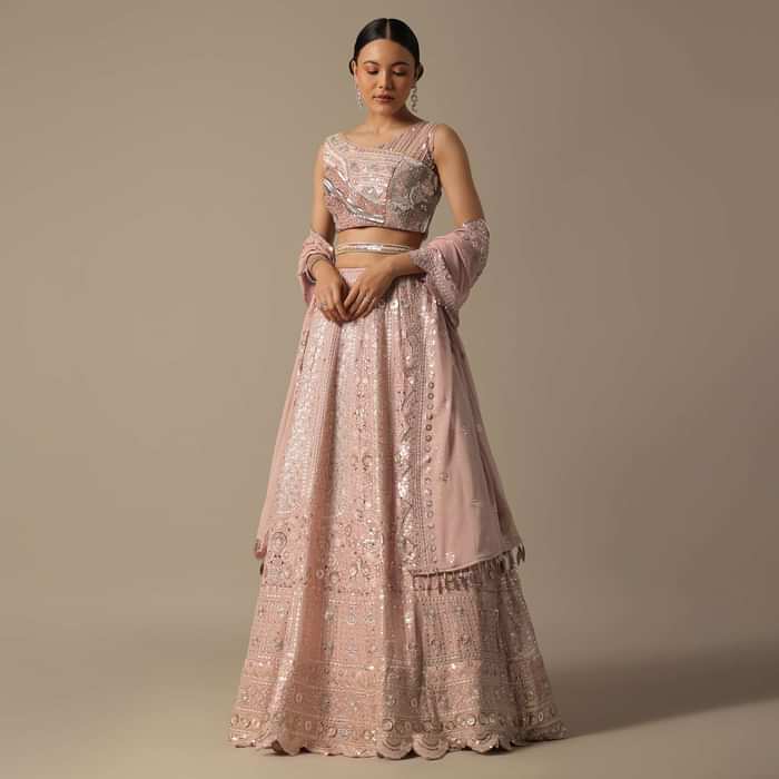 Pink Lehenga Set With Sequin Work