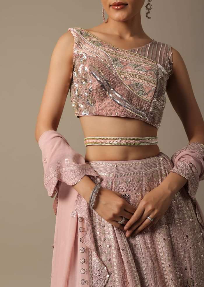 Pink Lehenga Set With Sequin Work