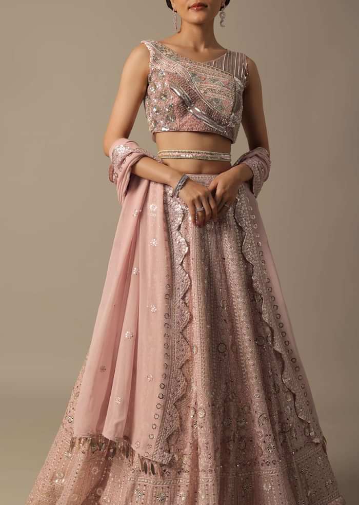Pink Lehenga Set With Sequin Work