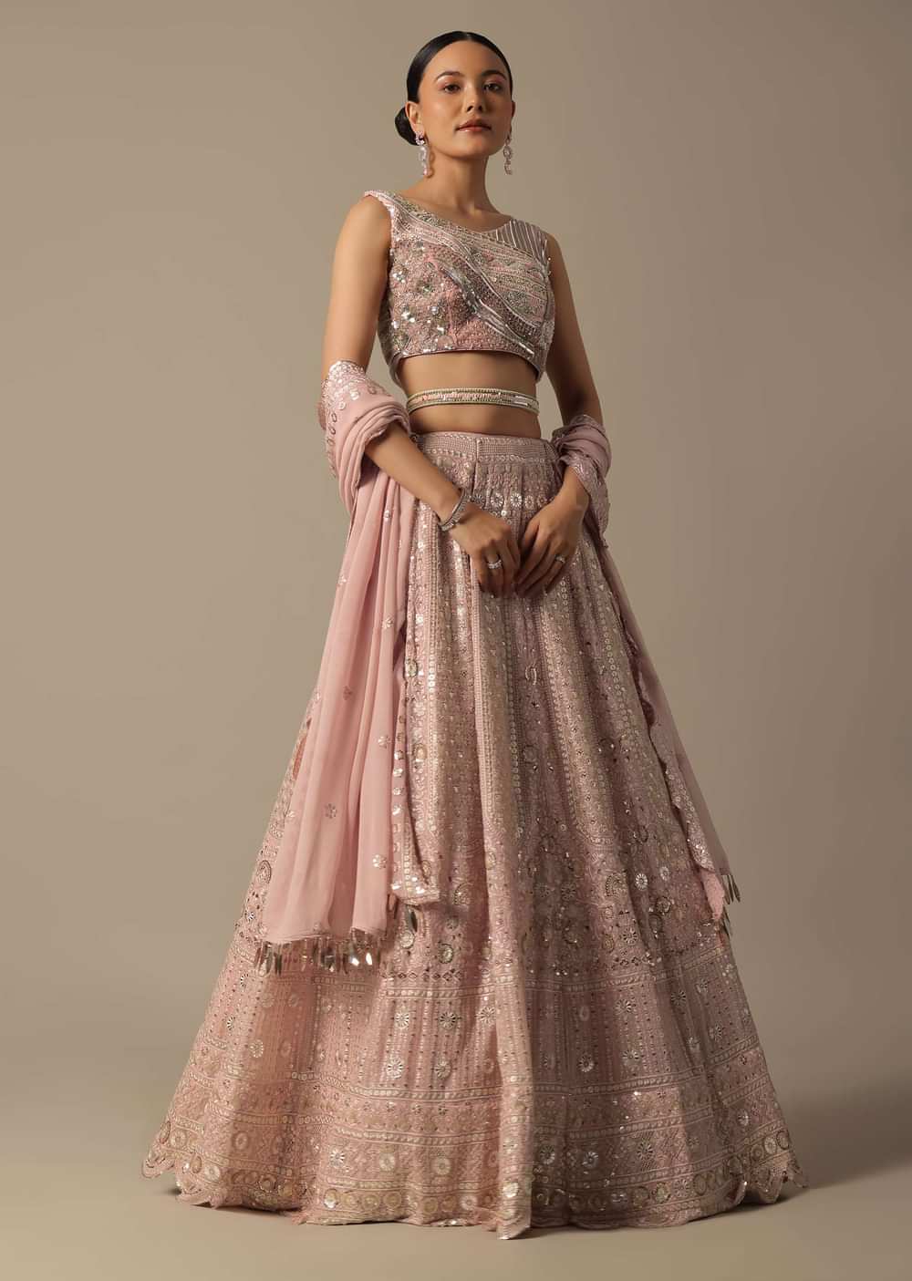 Pink Lehenga Set With Sequin Work
