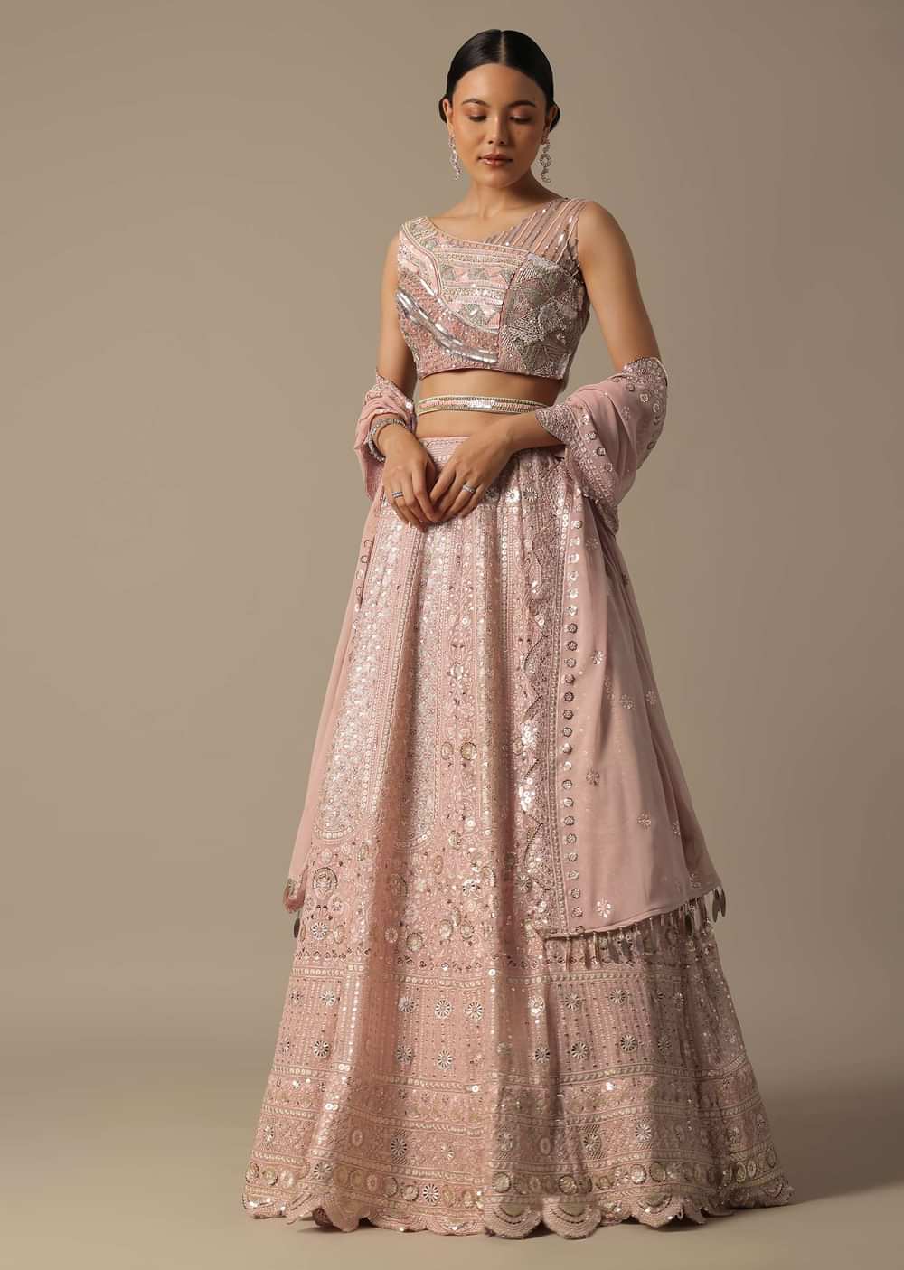 Pink Lehenga Set With Sequin Work