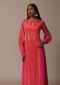 Pink Long Tunic Kurti In Crepe With Print And Resham Work