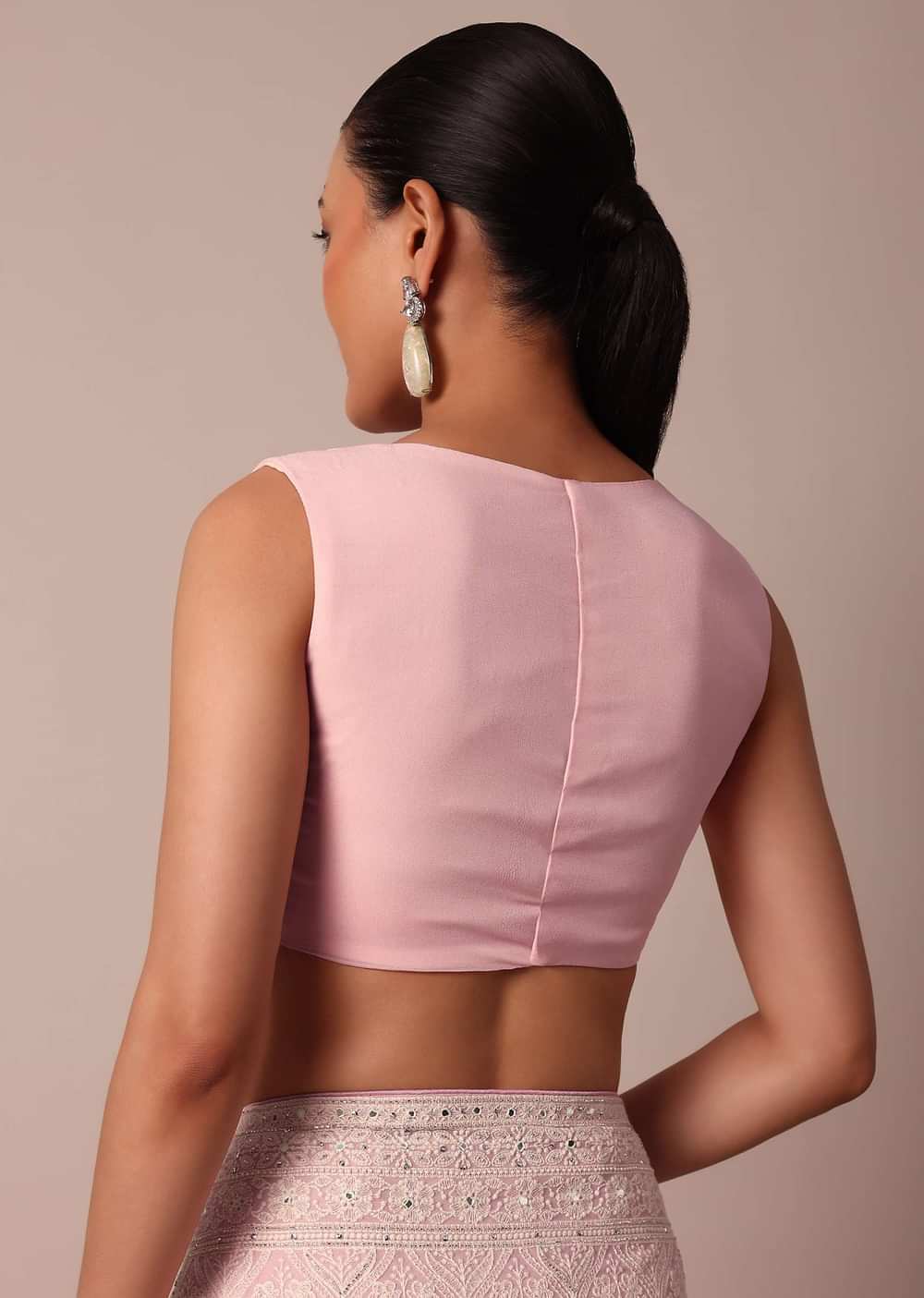 Pink Lucknowi Chikankari Saree With Sequin Embellishments