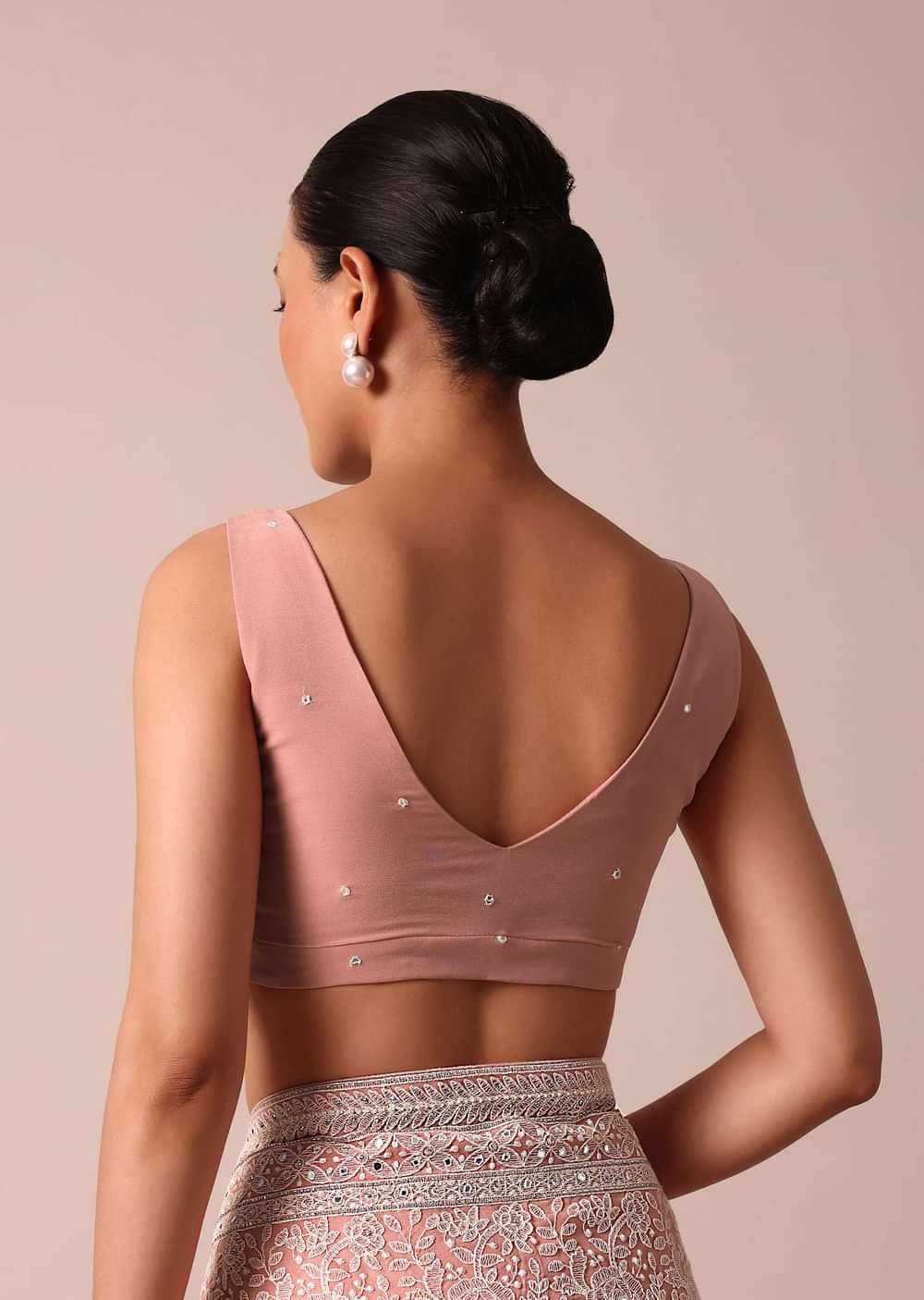 Pink Lucknowi Chikankari Saree With Sequins And Unstitched Blouse Piece