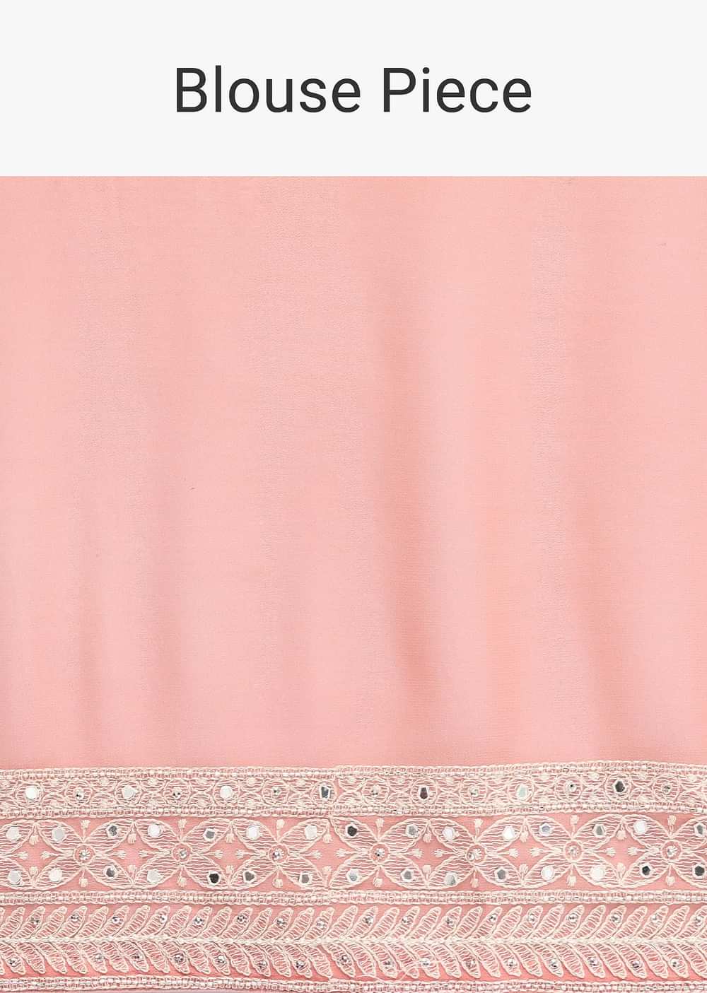 Pink Lucknowi Chikankari Saree With Sequins And Unstitched Blouse Piece