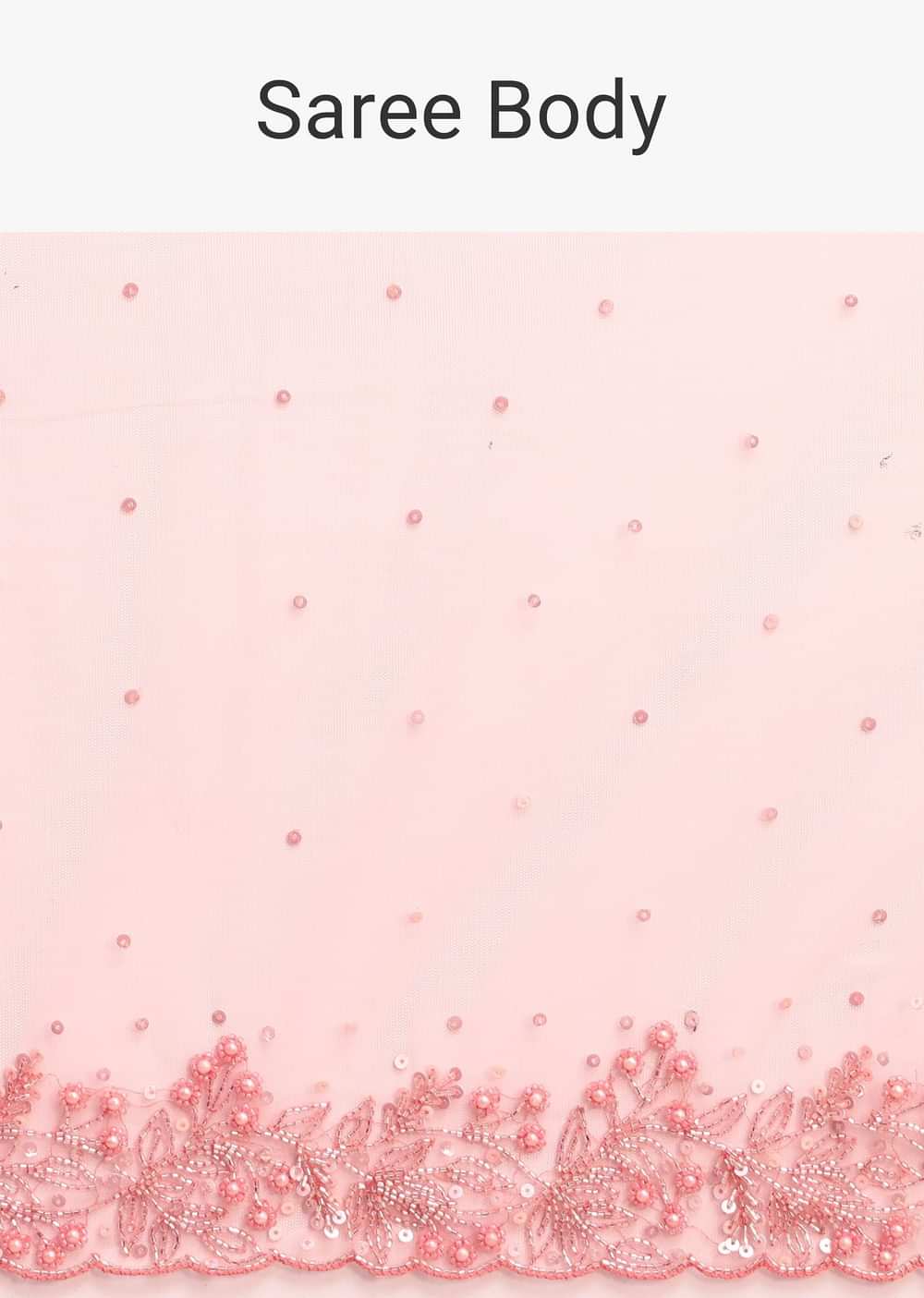 Pink Net Embroidered Saree With Unstitched Blouse