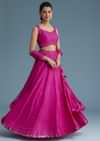 Pink Nysa Silk Lehenga Set With Mirror Work