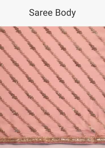 Pink Ombre Georgette Saree In Sequin With Unstitched Blouse