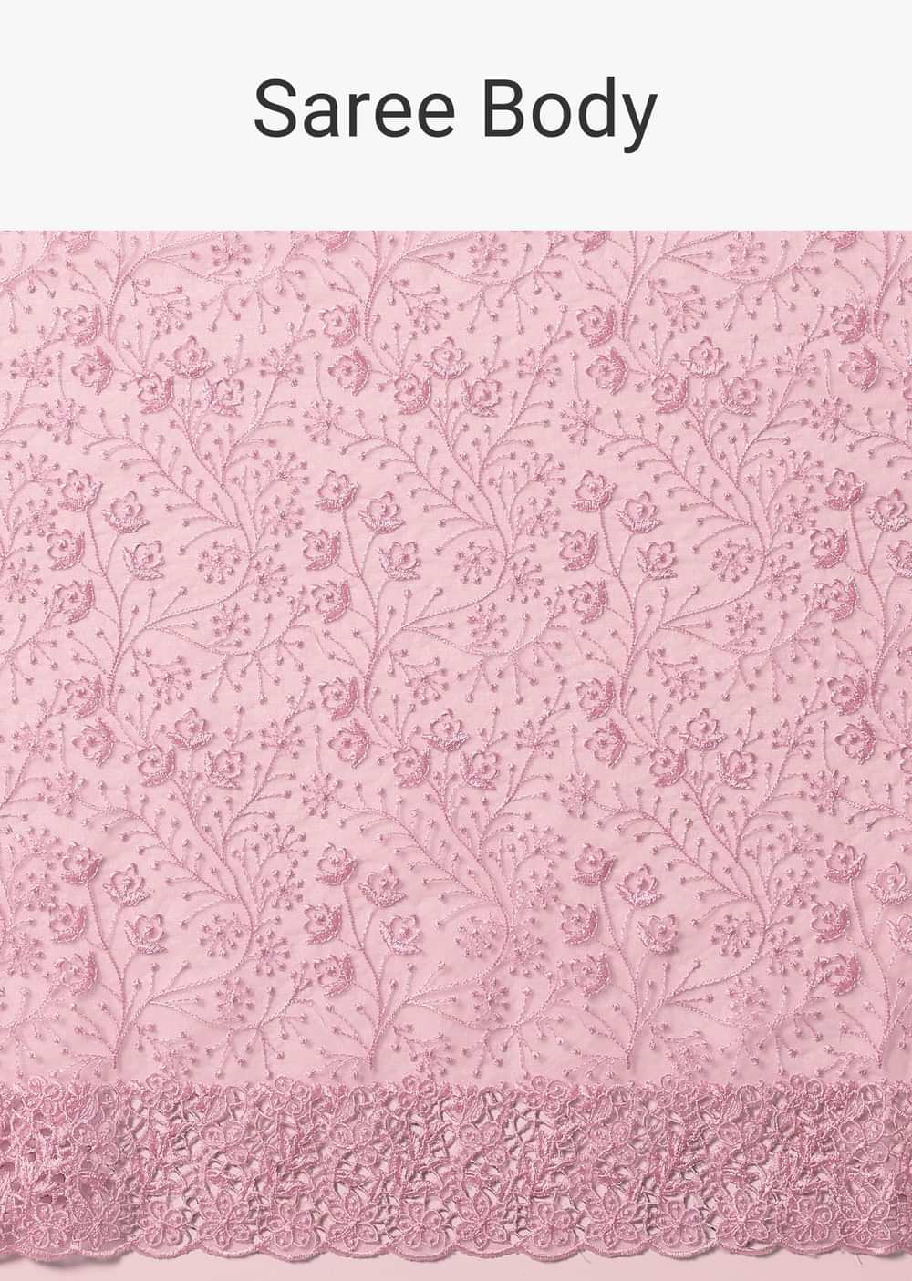 Pink Organza Saree With Unstitched Blouse