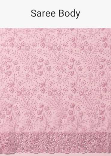 Pink Organza Saree With Unstitched Blouse