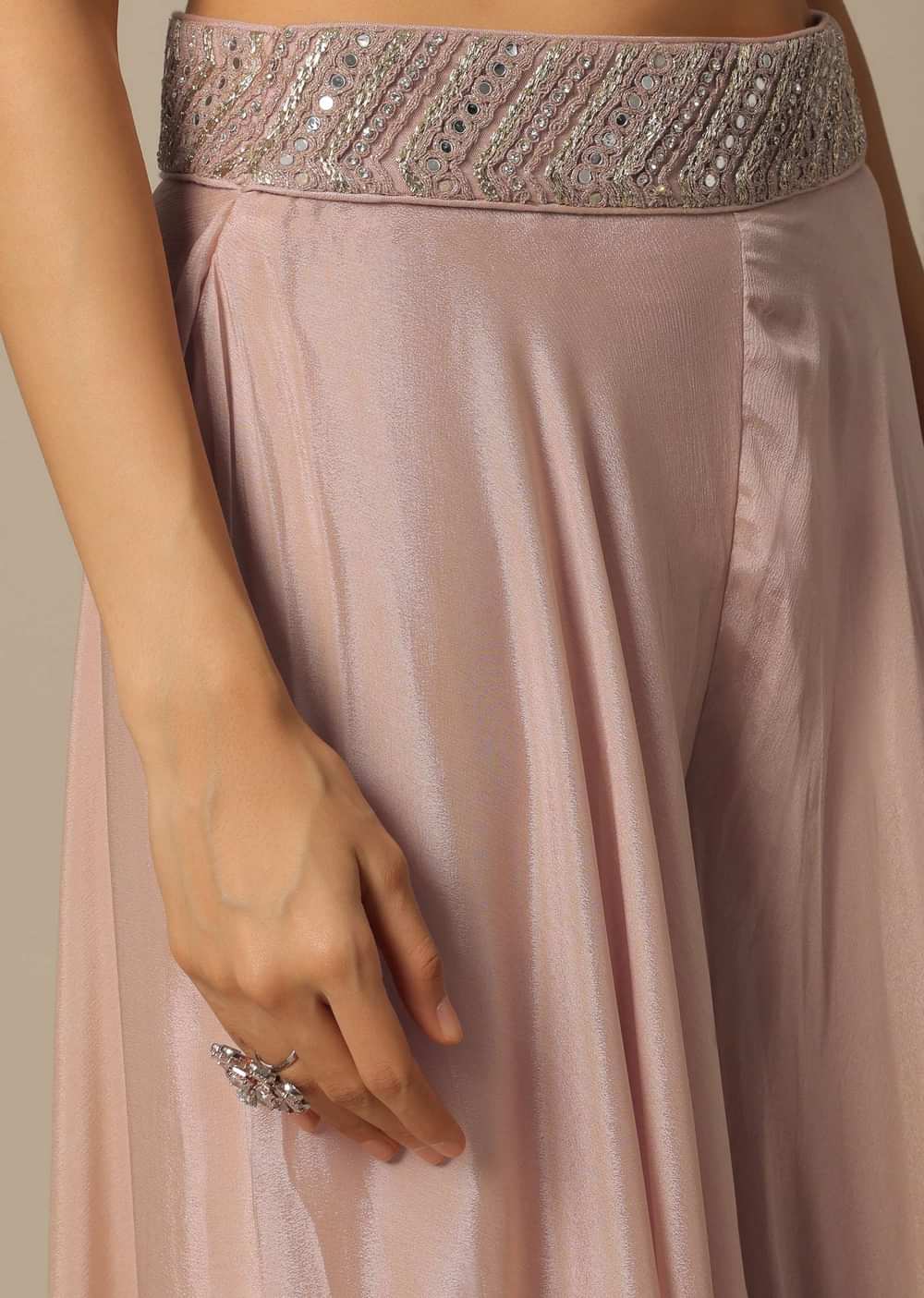 Pink Palazzo Set With Zari Work