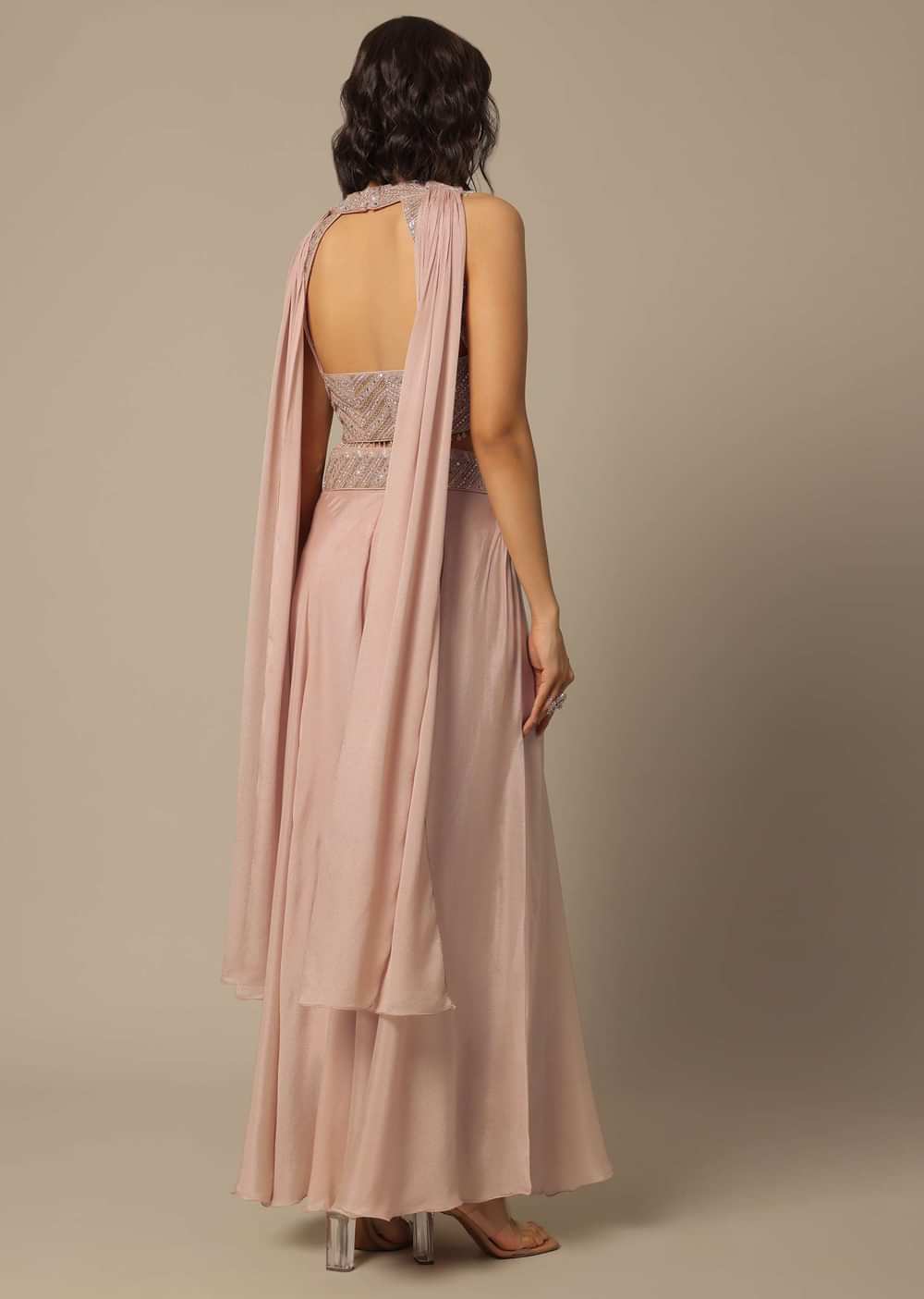 Pink Palazzo Set With Zari Work