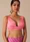 Pink Printed Saree With Mirror Work Border And Unstitched Blouse Fabric