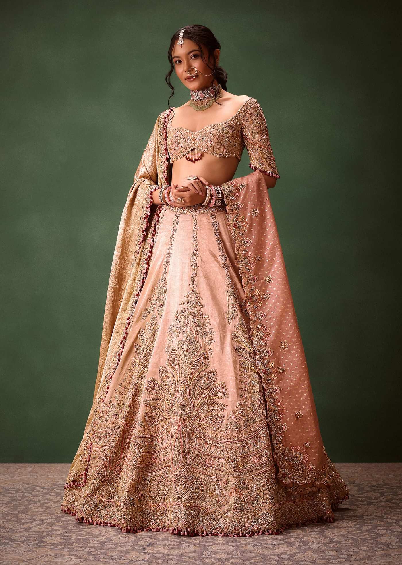 Pink Raw Silk Hand Work Lehenga Choli With Dupatta