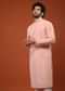 Pink Rayon Kurta Set With Woven Buttis