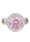 Pink Round Swarovski Ring In 92.5 Sterling Silver