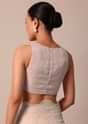 Pink Saree In Organza Silk With Chikankari Thread Embroidery And Unstitched Blouse Fabric