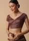 Pink Saree With Kalamkari Prints And Contrast Pallu With Unstitched Blouse