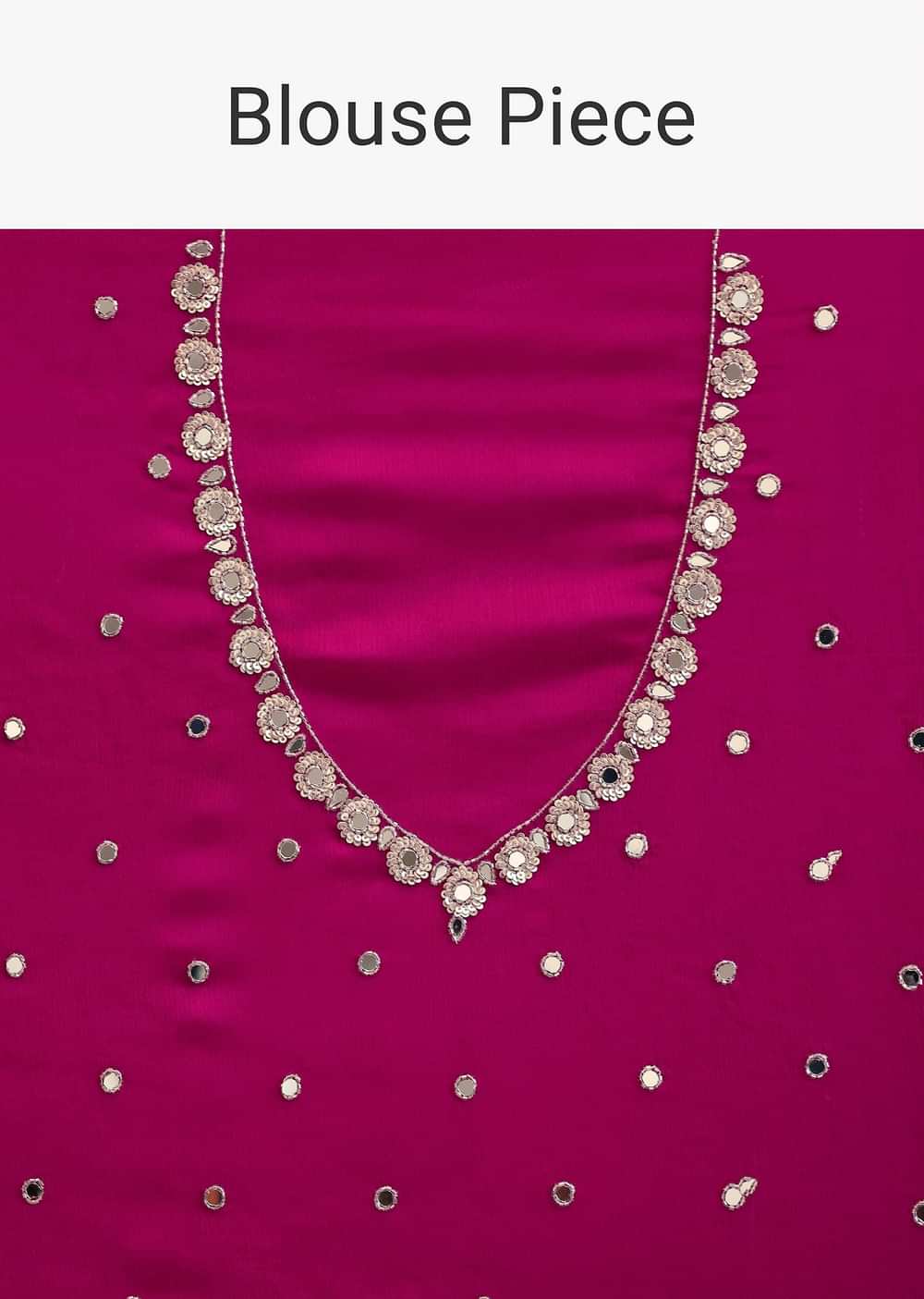 Pink Satin Chinon Saree With Floral Motif Scallop Border And Unstitched Blouse Piece