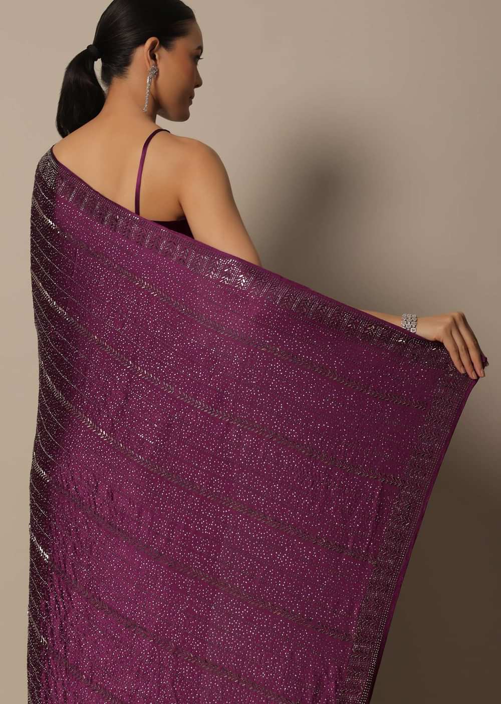 Pink Satin Saree With An Unstitched Blouse Piece