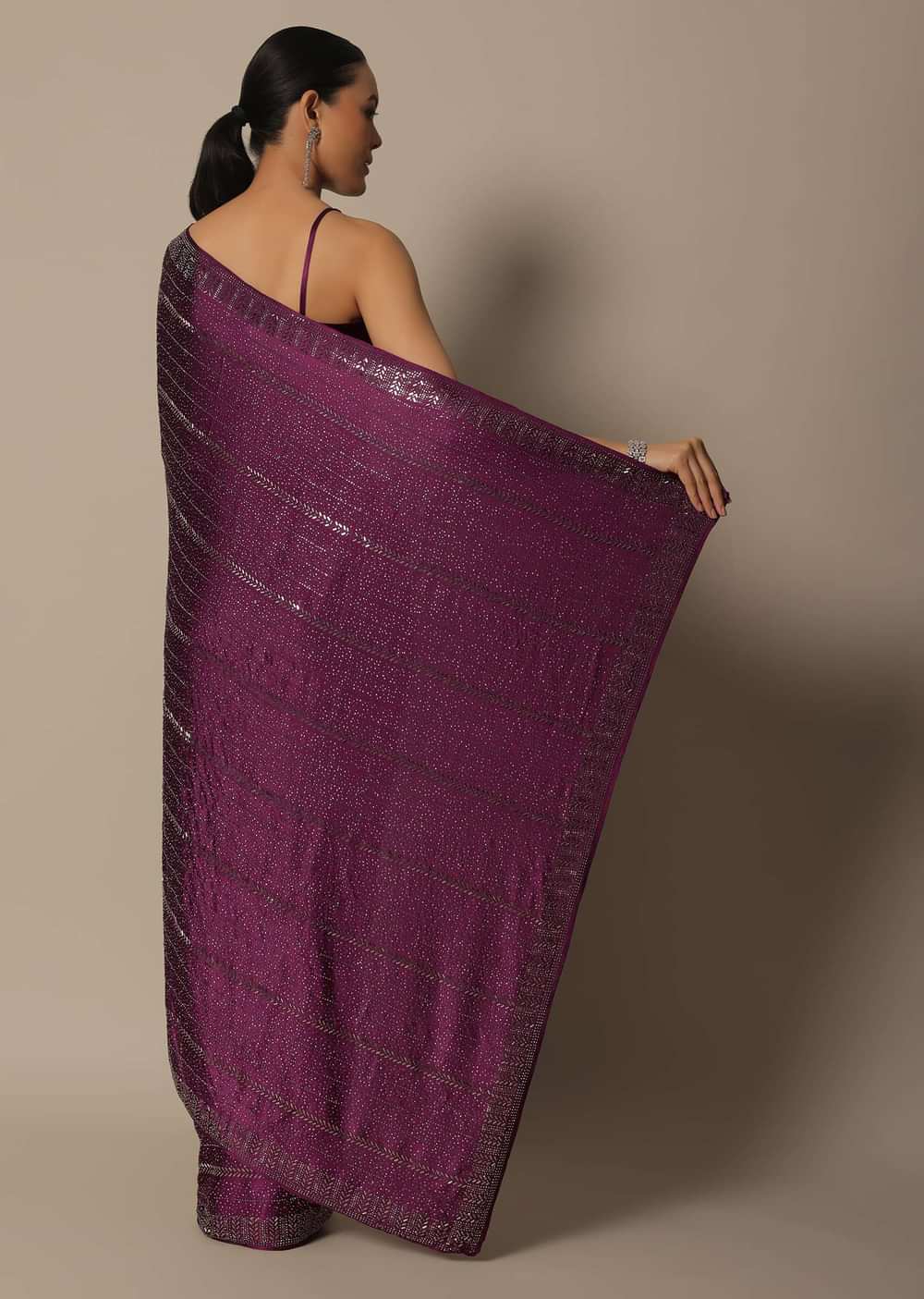 Pink Satin Saree With An Unstitched Blouse Piece