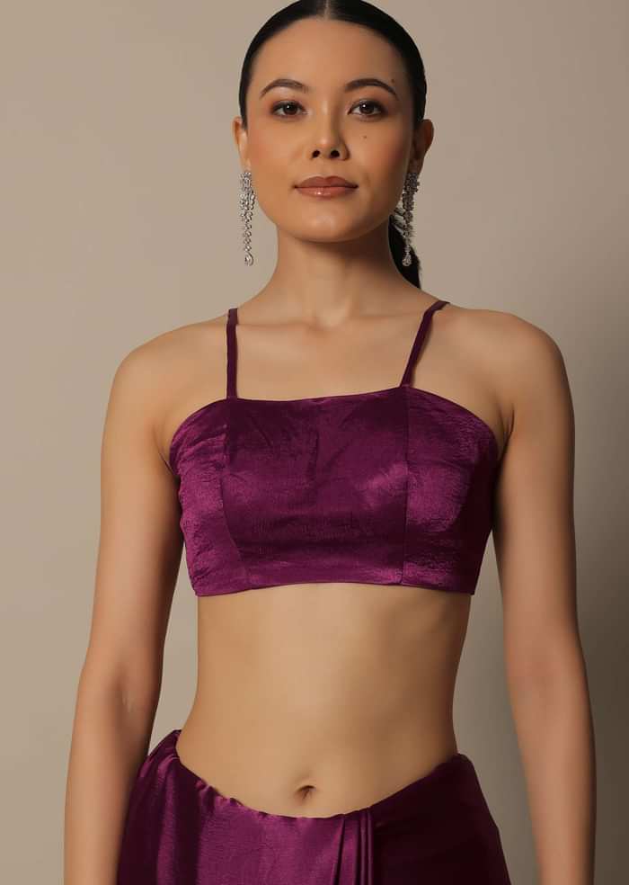 Pink Satin Saree With An Unstitched Blouse Piece