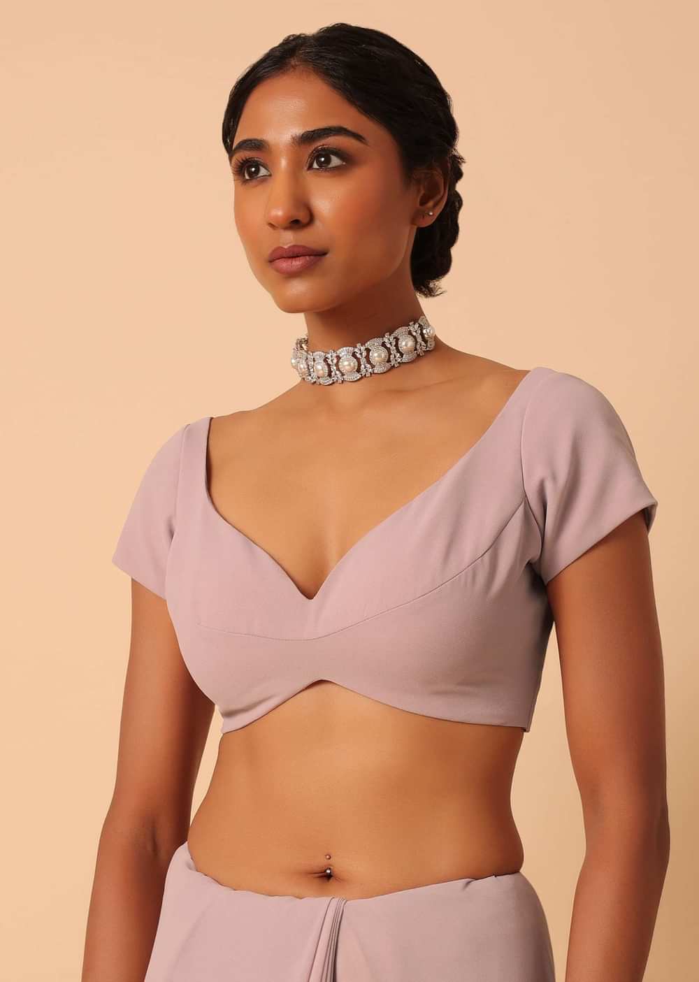 Pink Sequin Saree In Georgette With Unstitched Blouse Piece