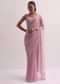 Pink Sequin Saree With Unstitched Blouse