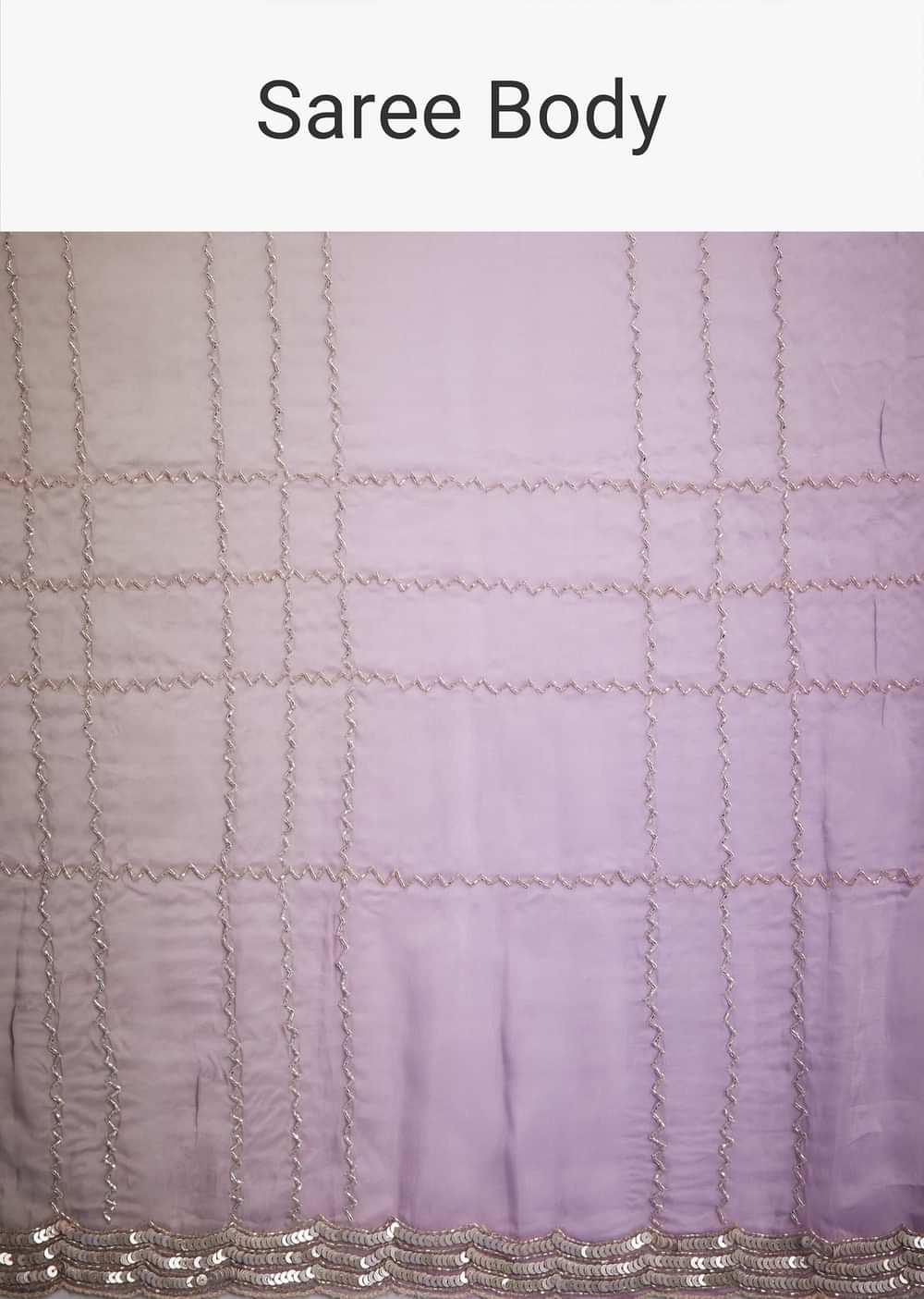 Lavender Shaded Soft Tissue Embroidered With Cudtana And Sequin Work