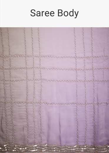 Lavender Shaded Soft Tissue Embroidered With Cudtana And Sequin Work
