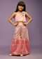 Kalki Girls Pink sharara and crop top suit with 3D butterflies, attached drape and gotta work by fayon kids