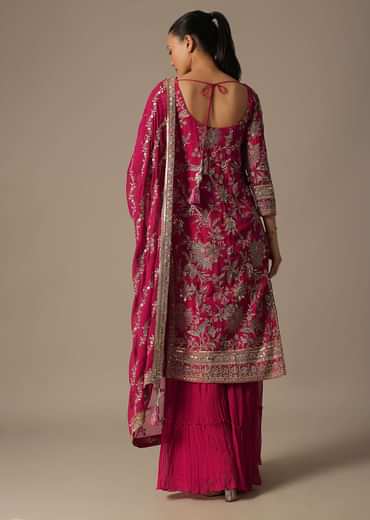 Pink Sharara Set With Sequin Embroidered Detail
