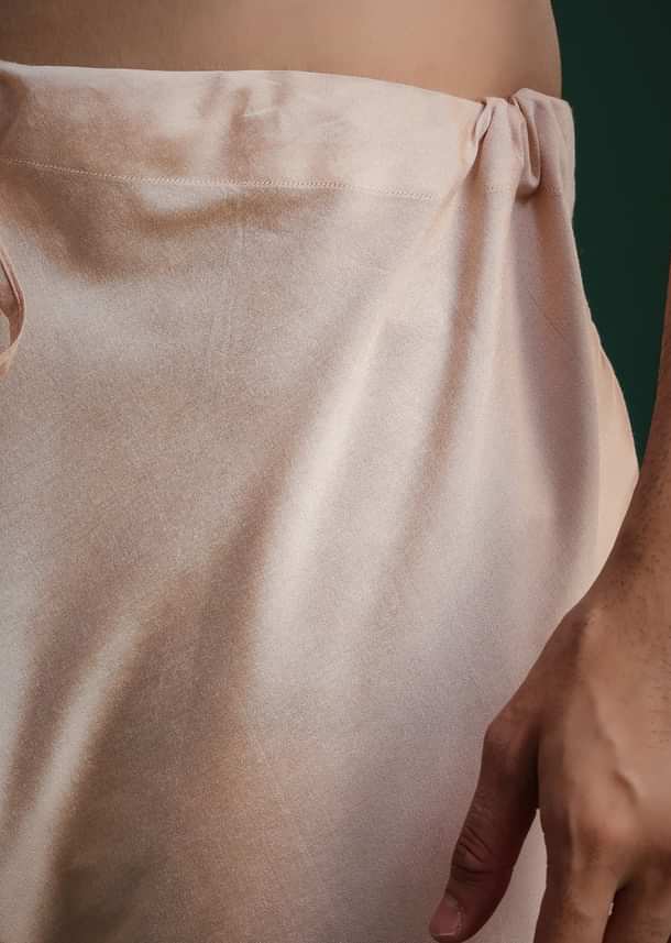 Pink Silk Blend Cotton Silk Sherwani Dupatta Set With Beaded Aari Work