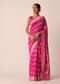 Pink Silk Saree with Zari Zig Zag Detail And Unstitched Blouse Piece