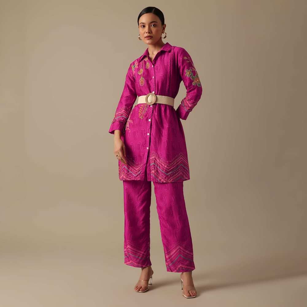 Pink Silk co ord set