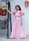 Kalki Girls Pink Skirt And Crop Top Set In Crushed Shimmer Lycra With Elaborate Ruffle Neckline Online - Kalki Fashion