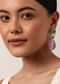 Pink Teardrop Danglers With Encrusted Diamonds