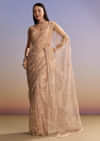 Pink Tissue Embroidered Saree With Sequins And Bead Work