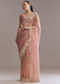 Pink Tissue Saree With Heavy Floral Embroidered Border