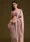 Pink Tissue Saree With Mirror And Sequins Embroidery