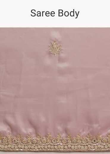 Pink Tissue Saree With Mirror And Sequins Embroidery