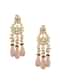 Pink Tone Crescent Moon Kundan Danglers With Stone Drops