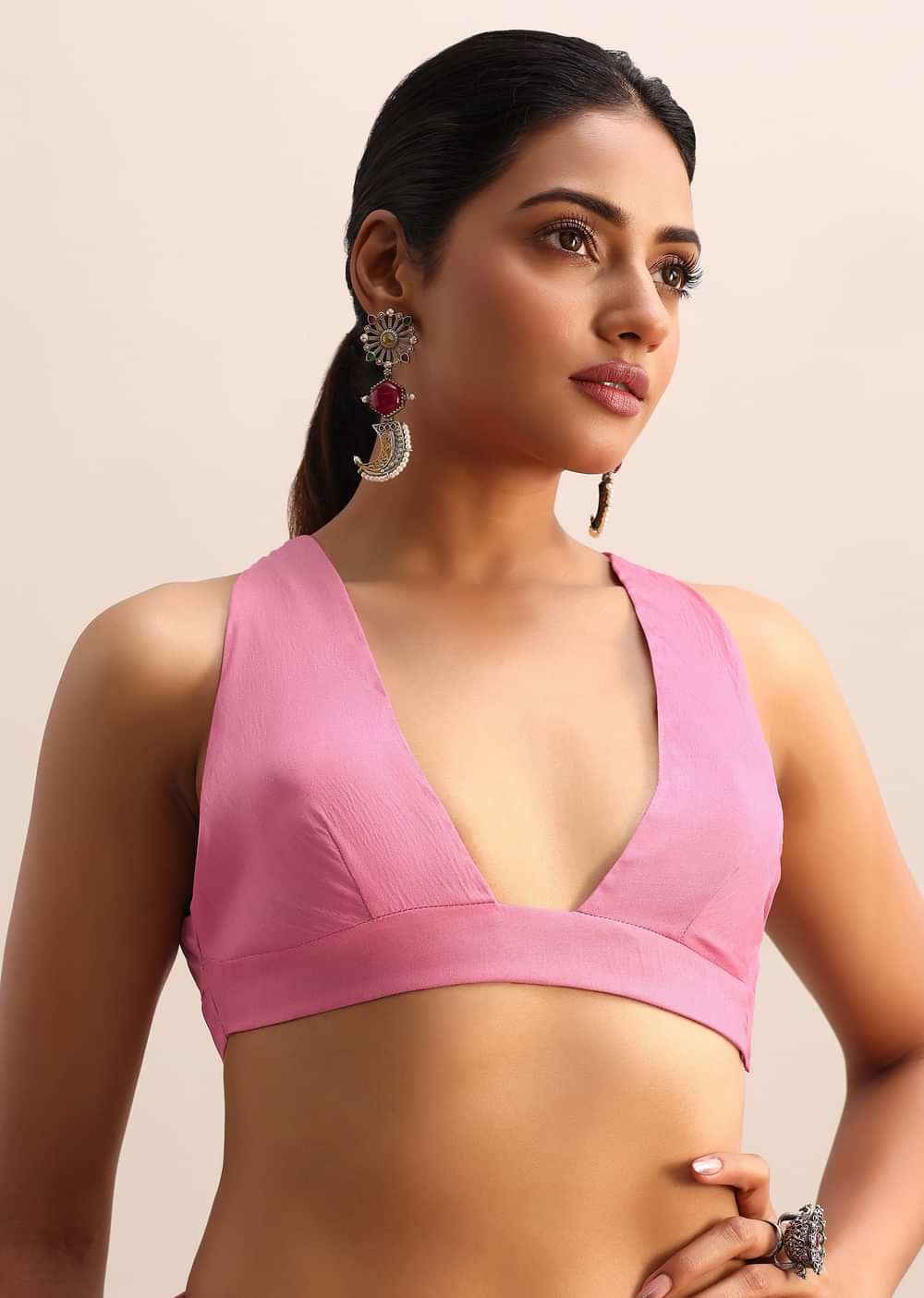 Pink Tussar Silk Saree With Thread And Cutwork On Border Pallu With Unstitched Blouse