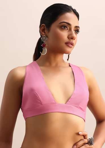 Pink Tussar Silk Saree With Thread And Cutwork On Border Pallu With Unstitched Blouse