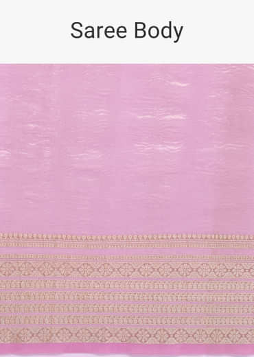 Pink Zari Woven Chanderi Saree With Unstitched Blouse