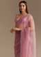 Pinkish Lavender Tissue Saree With Sequins Cutdana And Scallop Border