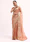 Pinkish Gold Zari Chanderi Silk Saree With Unstitched Border