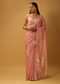 Pinkish Peach Saree In Organza With Woven Moroccan Jaal