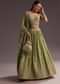 Pista Green Cut Dana Zardosi Banarasi Tissue Lehenga Set