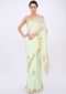 Pista green linen saree with  butti work only on kalki